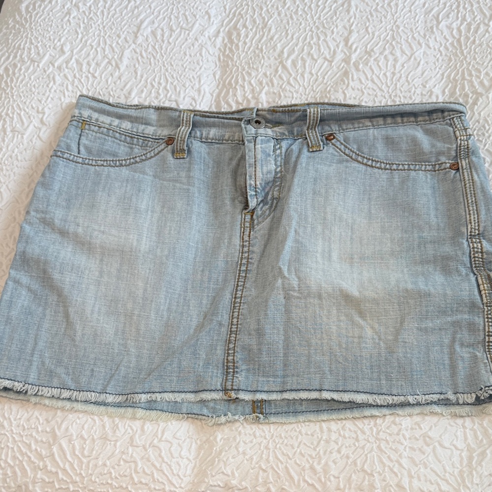 Lucky Brand Light Blue Denim Mini Skirt with Raw Hem